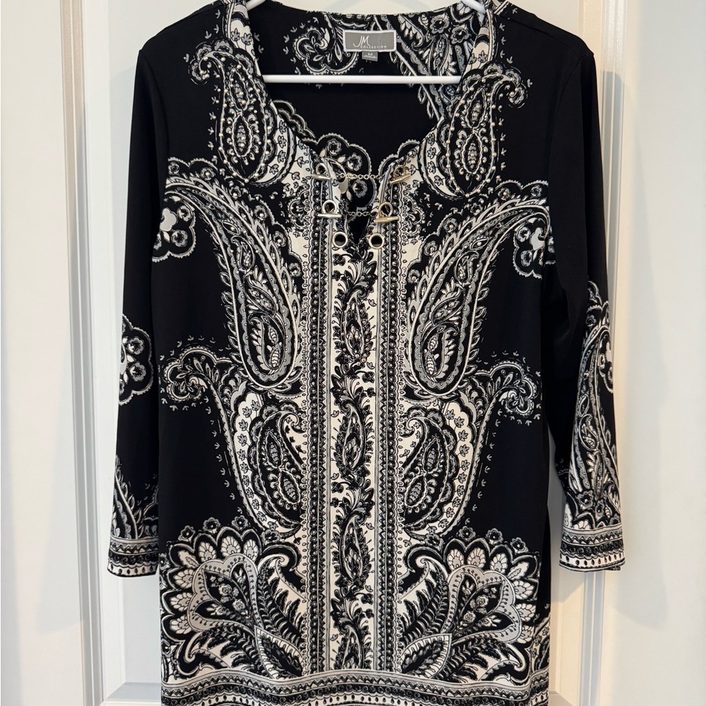 JM Collection Graphic Black and White Tunic